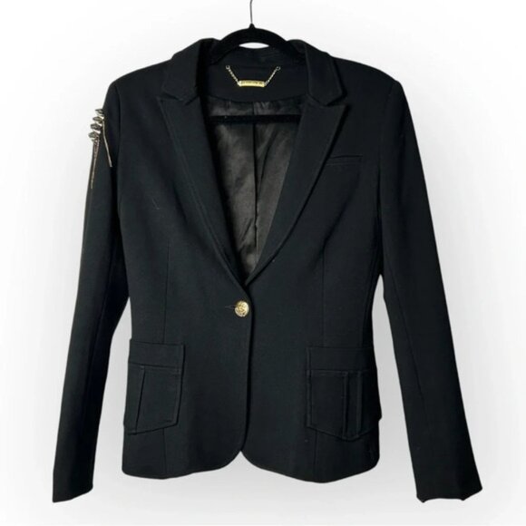 Studio F. Jackets & Blazers - Studio F Black Blazer with Studded Shoulder Detail
